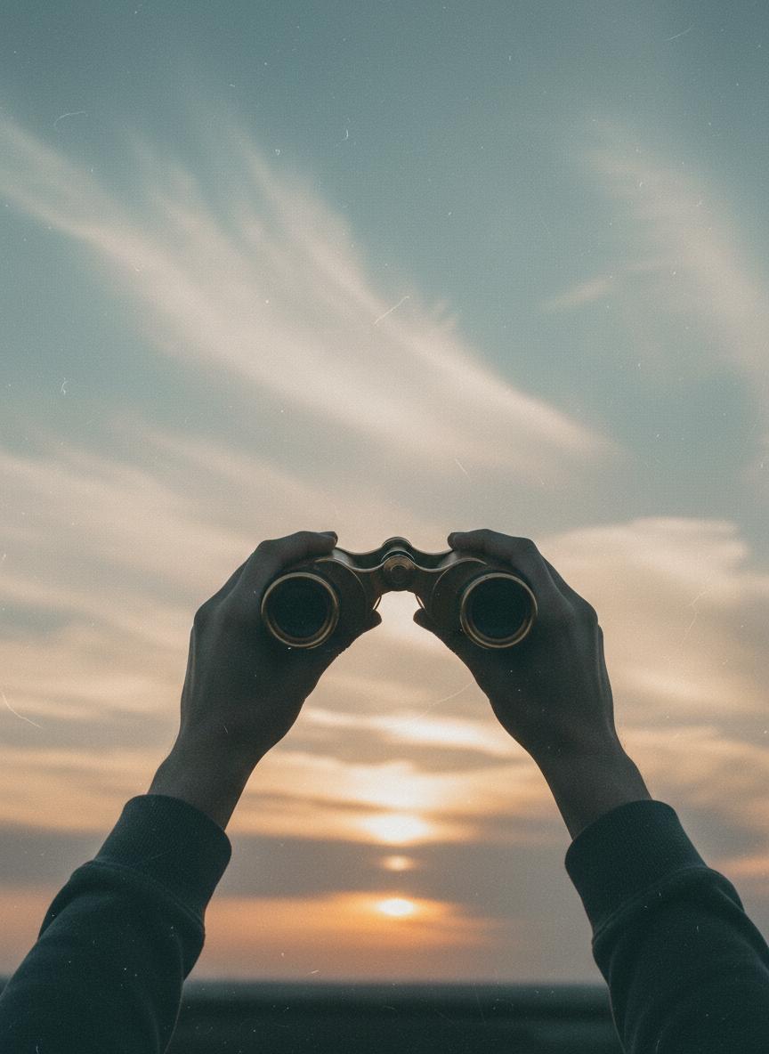 Binoculars against sky