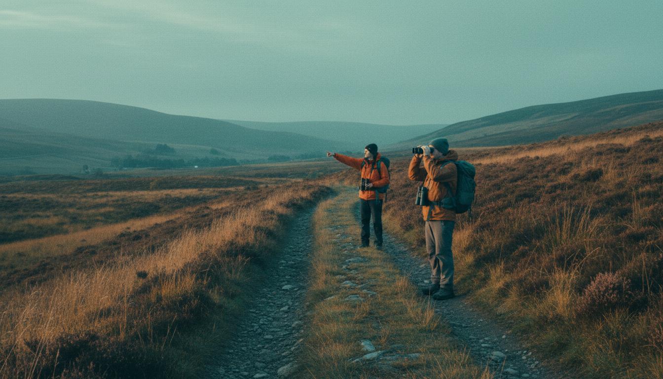 Birdwatchers on path